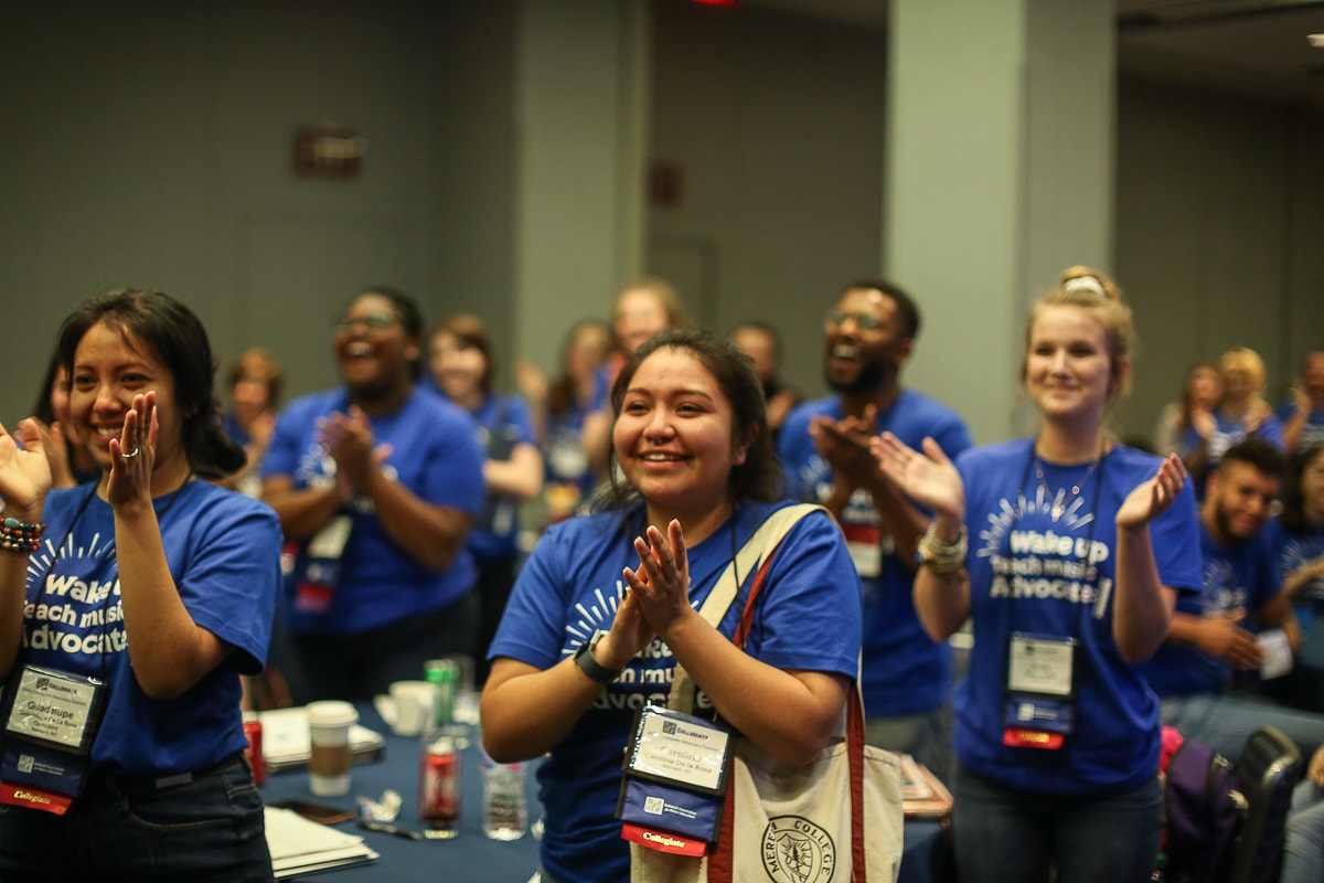 happy audience clapping during the 2019 Collegiate Advocacy Summit