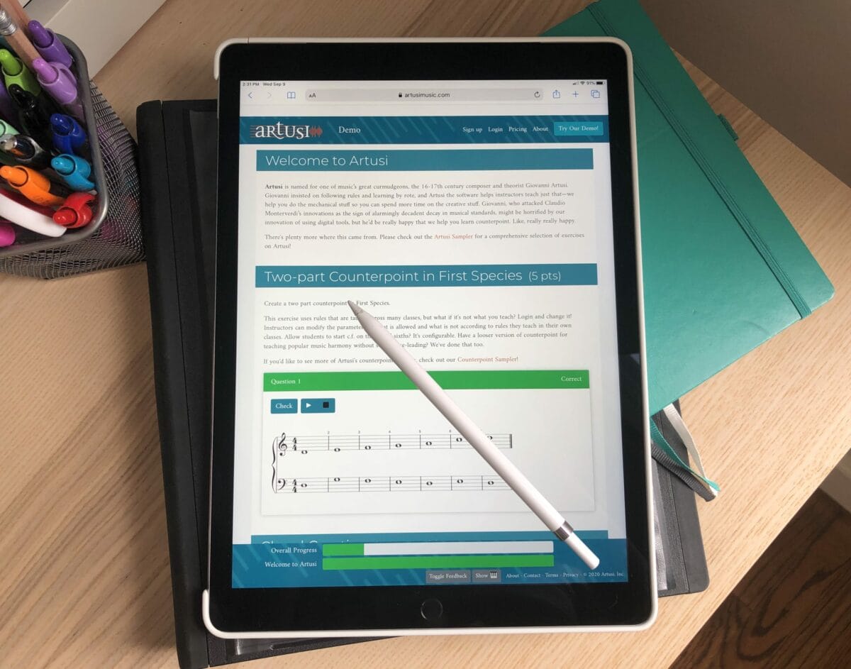 A photo of Artusi running on an iPad