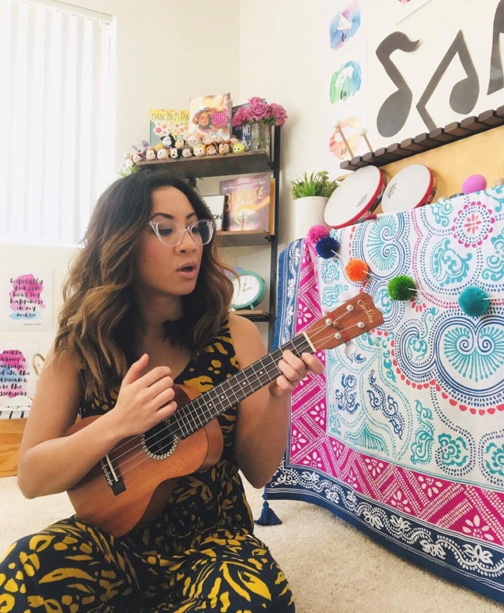 music teacher with ukulele
