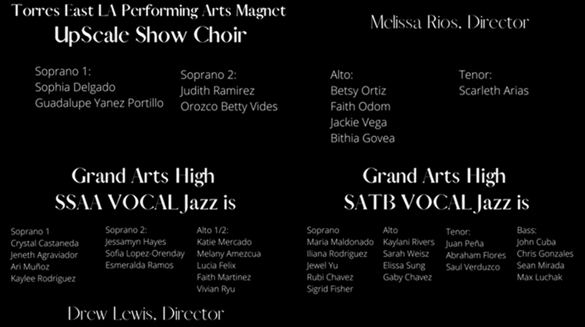 still from LAUSD jazz choir 