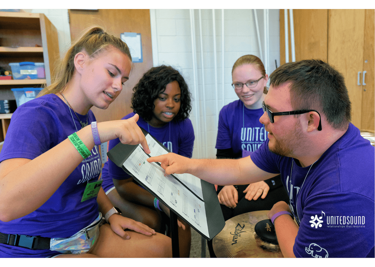United Sound students practice counting rhythms at the Music for All Summer Symposium, 2019