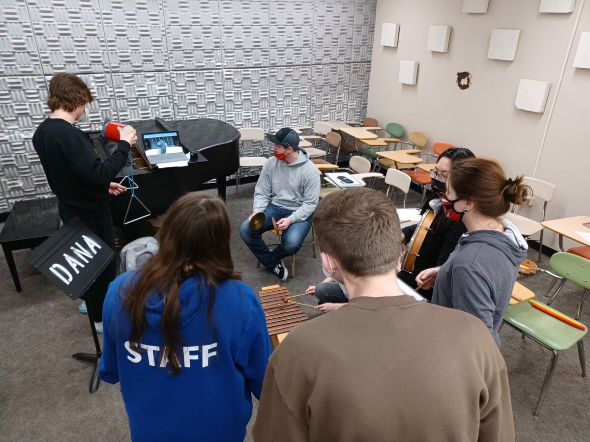 students composing film music