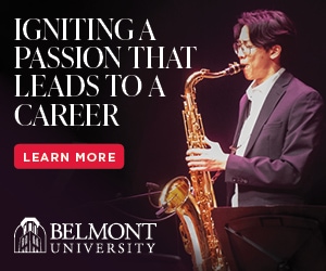 Igniting a passion that leads to a career. Belmont University. Image of saxophone musician.