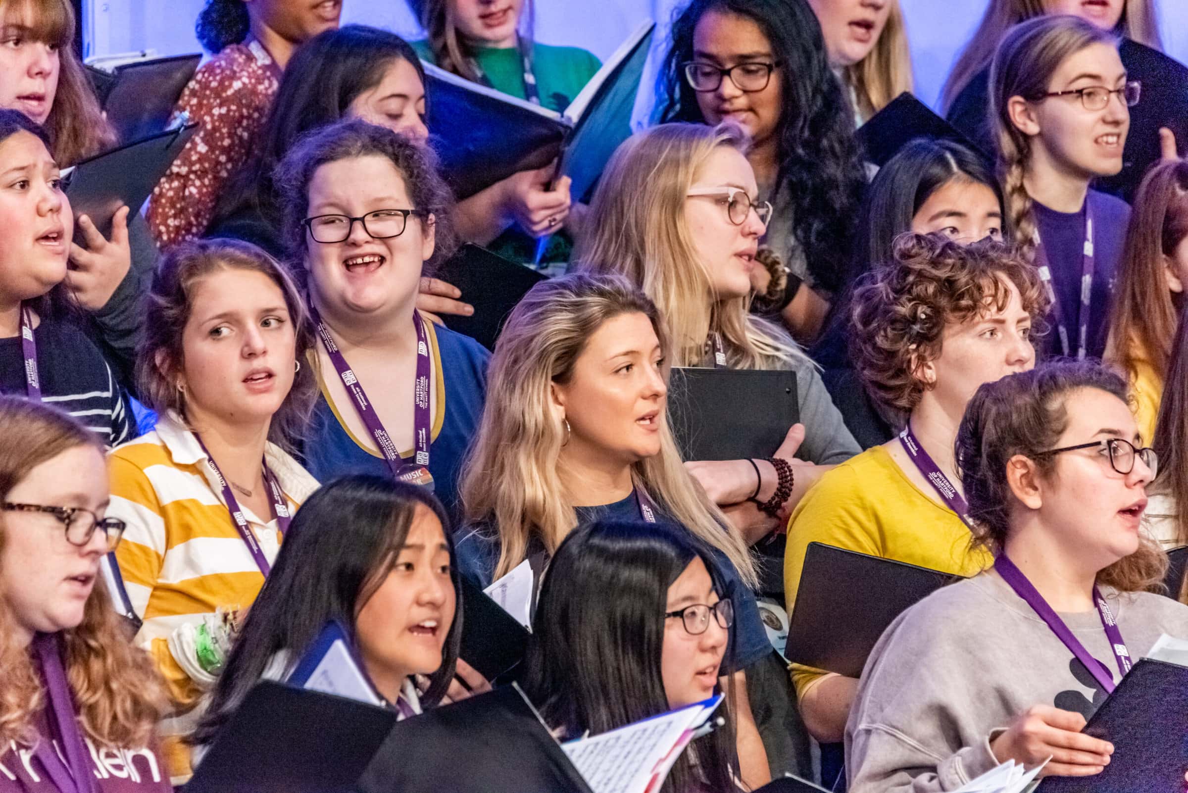 Young choir members singing in chorus