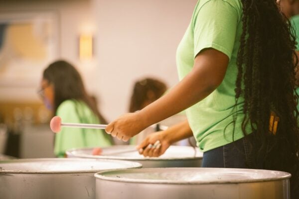 Steel Drum performing student closeup detail