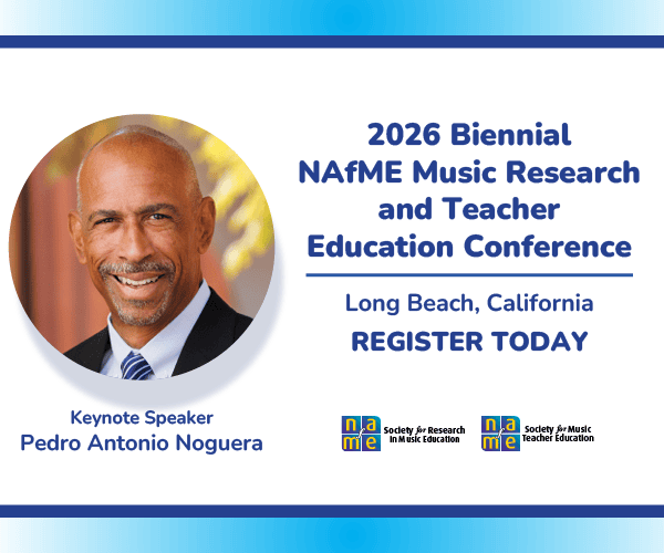 Keynote speaker Pedro Antonio Noguera. 2026 Biennial NAfME Music Research and Teacher Education Conference. Long Beach, California. Register today bit.ly/2026MRTE