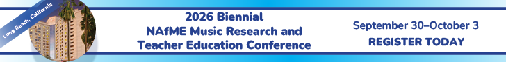Photo of Hilton Long Beach. 2026 Biennial NAfME Music Research and Teacher Education Conference. Hilton Long Beach in Long Beach, California. September 30 to October 3, 2026. Register today bit.ly/2026MRTE Logos for NAfME Society for Music Teacher Education and Society for Research in Music Education