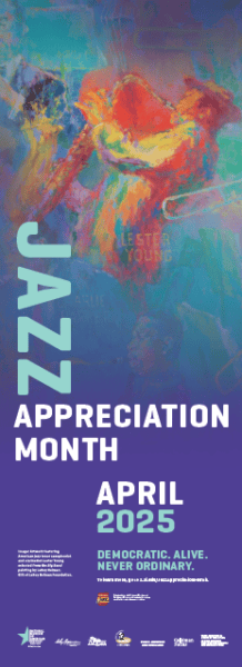 2025 Jazz Appreciation Month poster with Lester Young