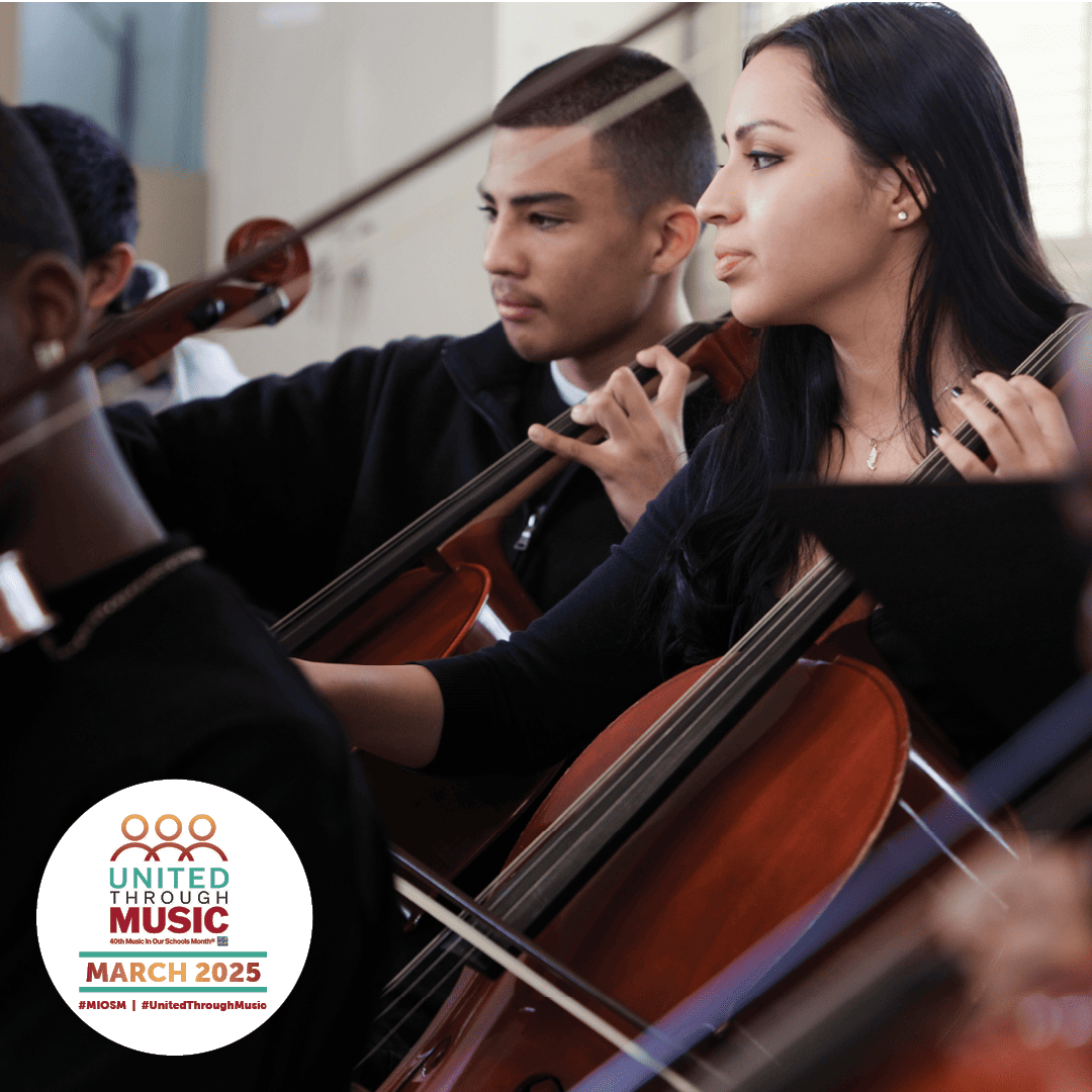 Orchestra students practicing their instruments
