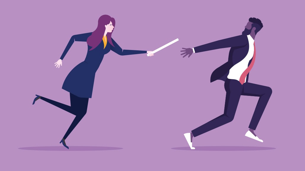 illustration of relay passing the baton