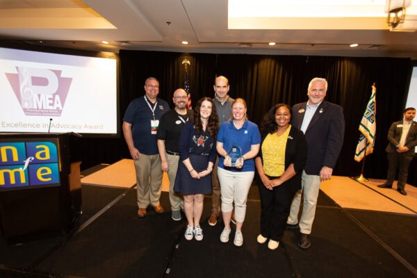 Pennsylvania Music Educators Association leadership presented the 2025 NAfME Excellence in Advocacy Award by Jazzmone Sutton