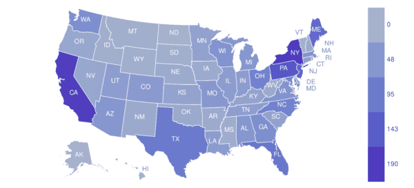 map showing participants in advocacy campaign for fiscal year 2026 federal funding as of September 2, 2025