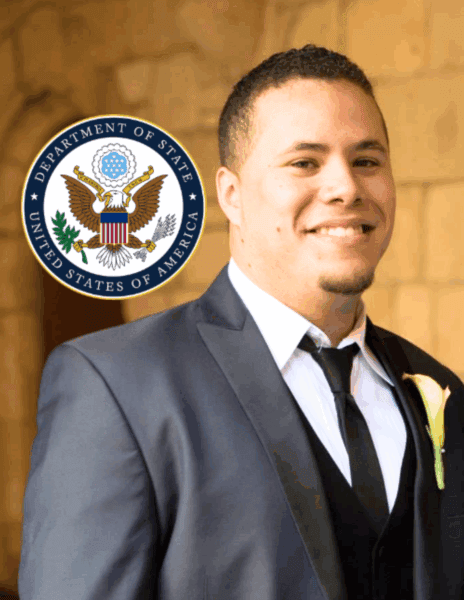 Jose Valentino Ruiz headshot with U.S. Department of State logo