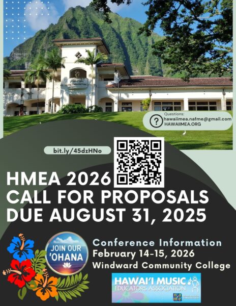 HMEA 2026 Call for proposals due August 31, 2025. Conference information. February 14-15, 2026, Windward Community College