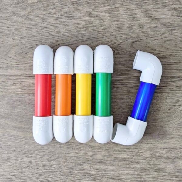 five multicolored singing phones