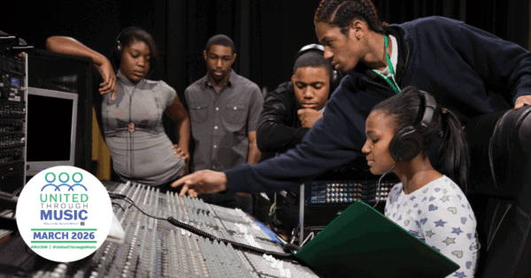 high school students using MIDI. Music In Our Schools Month