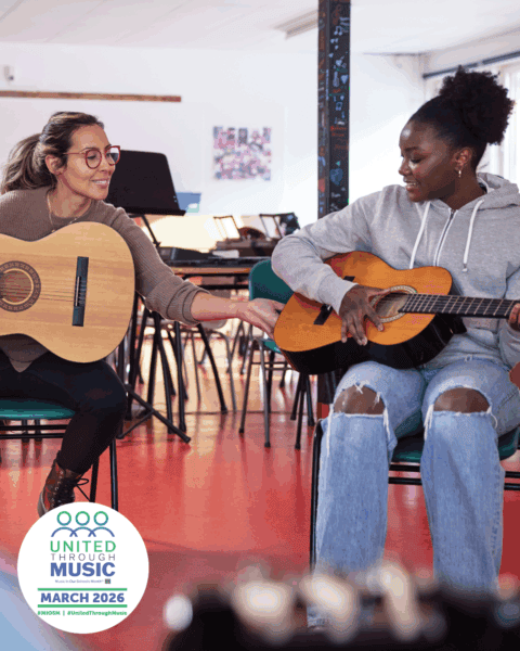 teacher and high school guitar student. Music In Our Schools Month