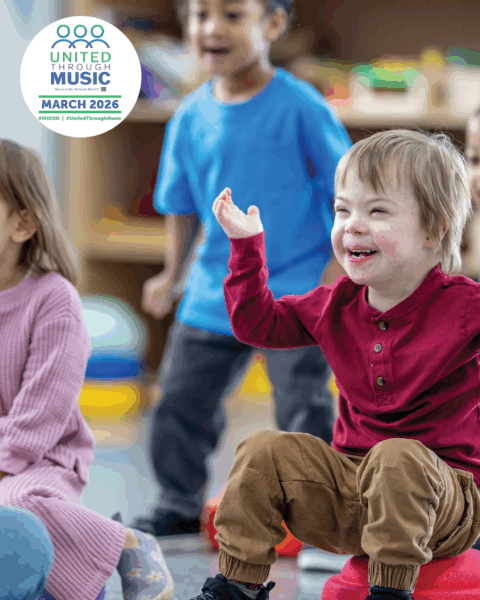 smiling preschool music student Music In Our Schools Month