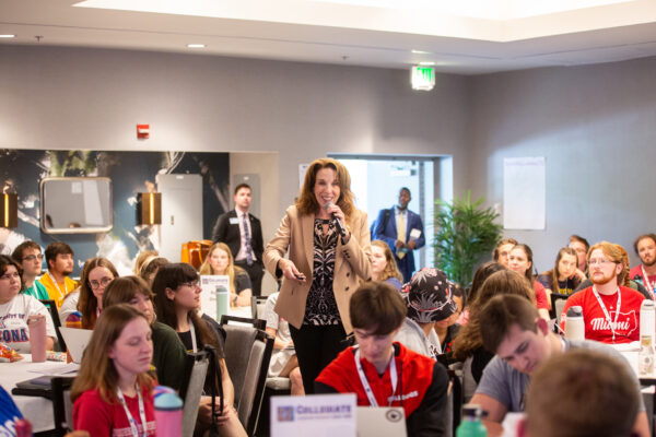 Anne M. Fennell addresses collegiates in June 2025