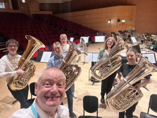 Mark Reynolds selfie with brass students