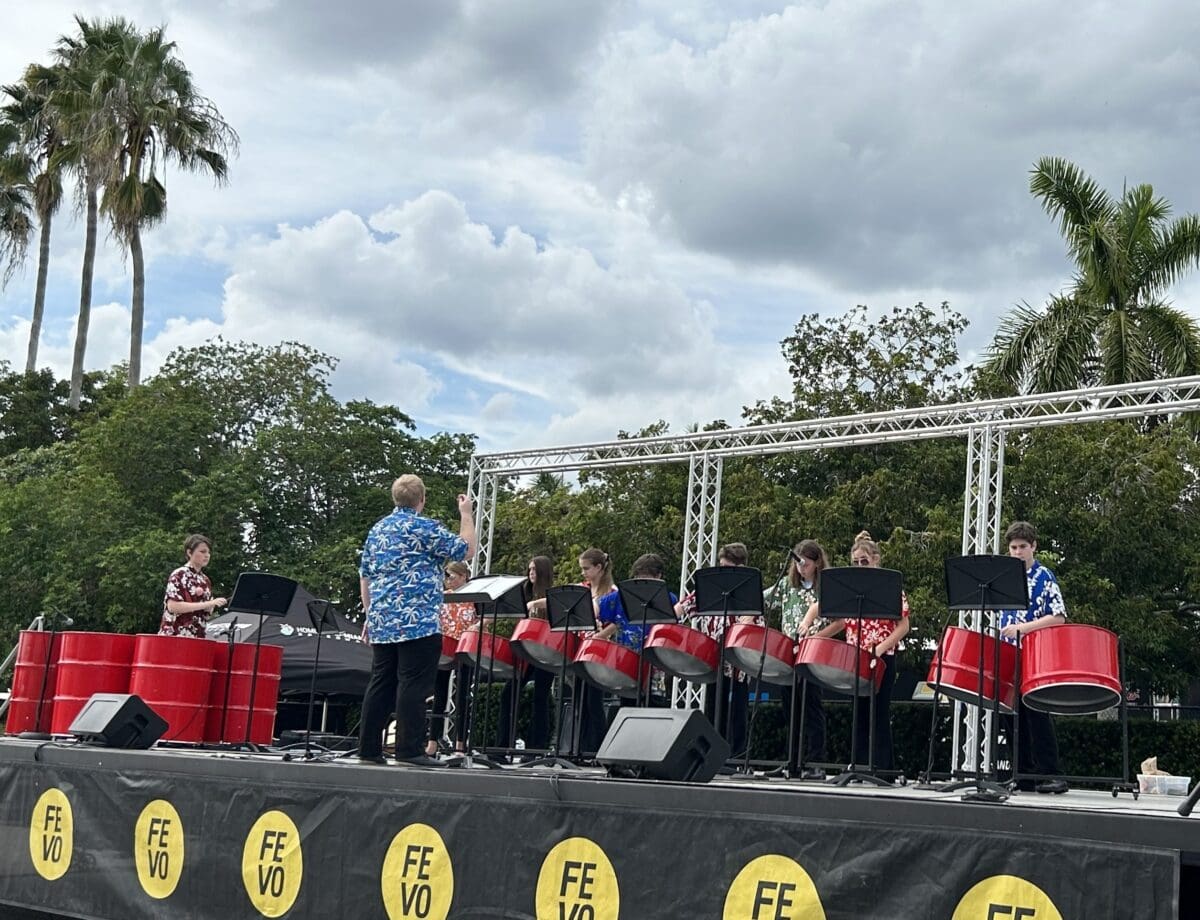The Steel Drum Band performing at the Homestead-Miami Speedway before a NASCAR race in October 2023