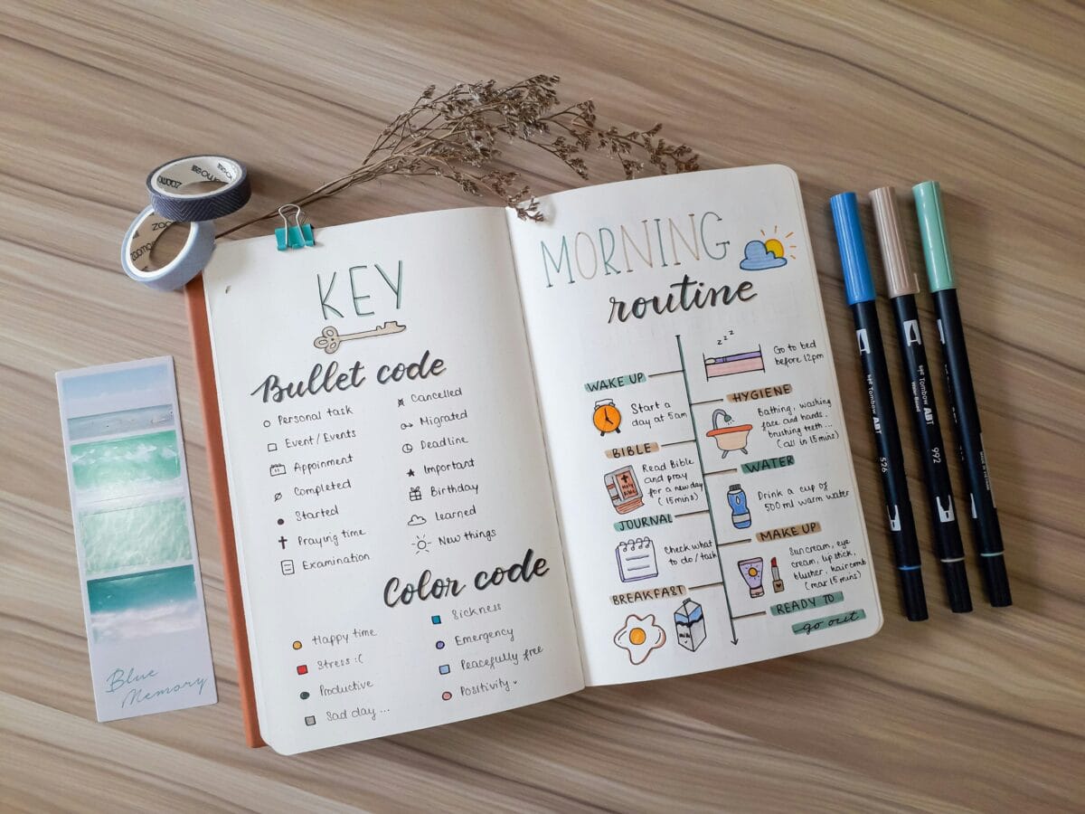 Bullet journal with markers