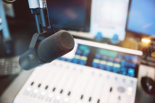 microphone in a broadcast studio