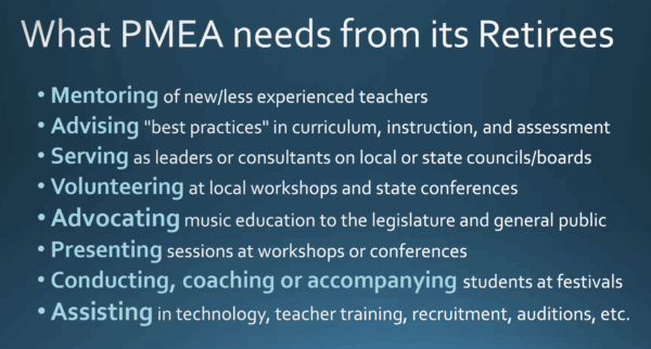 What PMEA needs from its retirees