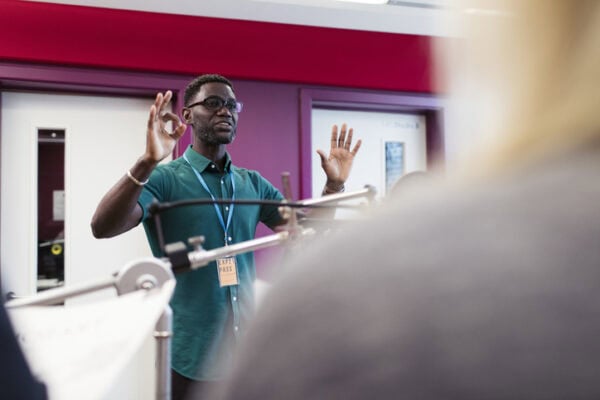 male conductor in studio