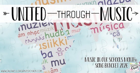 Music In Our Schools Month song bracket illustration with multiple languages for word music represented