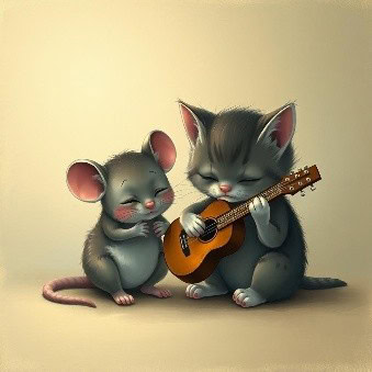 illustration of sad cat and mouse