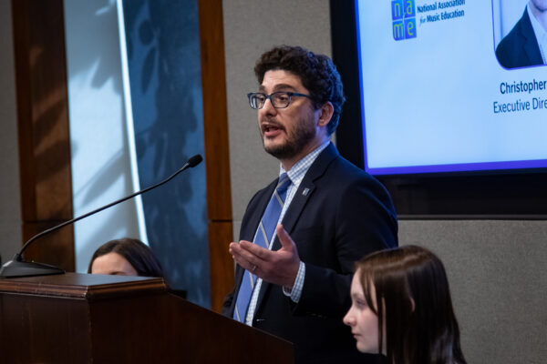 NAfME Executive Director speaking from podium