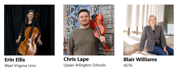 Erin Ellis, West Virginia University; Chris Lape, Upper Arlington Schools; Blair Williams, ASTA