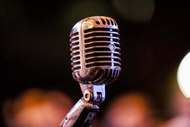 closeup of retro microphone