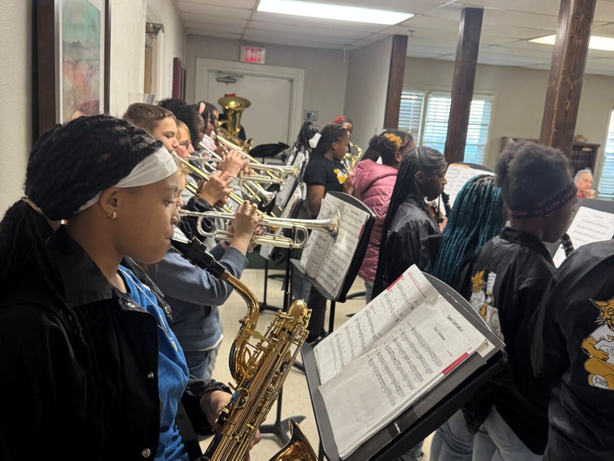 Tri-M band students rehearsing at Dillon Middle School detail image