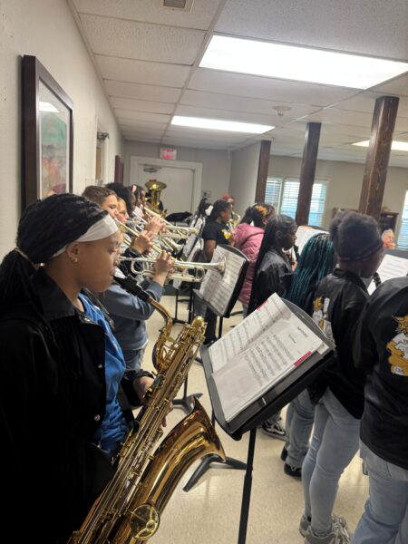Tri-M band students rehearsing at Dillon Middle School