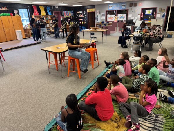 Tri-M students working with elementary students
