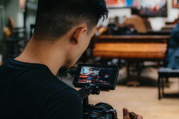 Student video recording a scene
