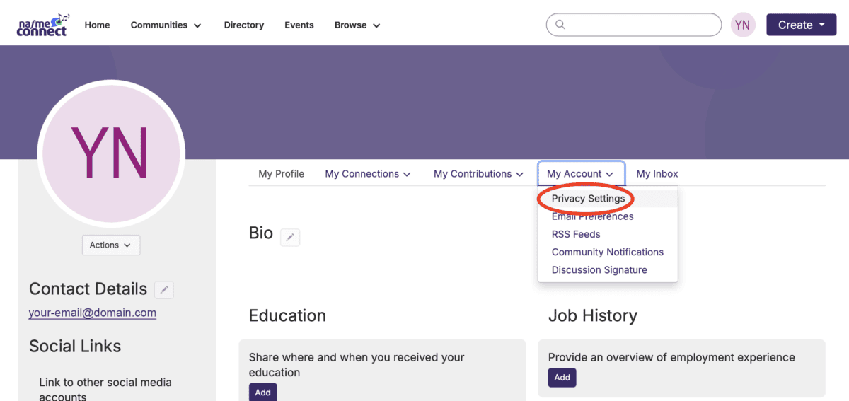 screenshot of where to review your privacy settings