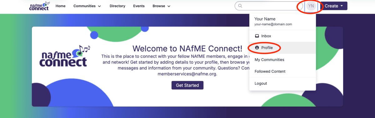 screenshot of how to access your profile settings