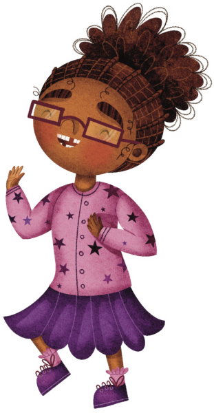 illustration of book character Tasha dancing