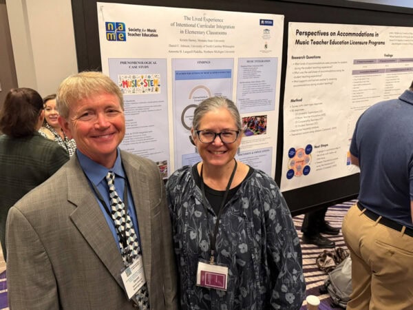 Poster titled The Lived Experience of Intentional Curricular Integration in Elementary Classrooms – poster authors Daniel C. Johnson, Kristin Harney, and Amorette Languell-Pudelka