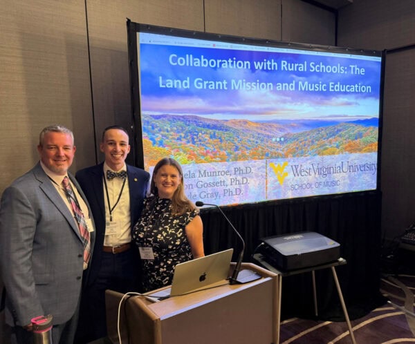 Presentation titled Collaboration with Rural Schools: The Land Grant Mission and Music Education - Angela Munroe, Jason Gossett, and Kyle T. Gray