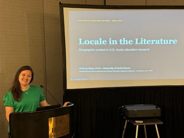 Presentation titled Locale in the Literature, Geographic context in U.S. music education research - Whitney Mayo