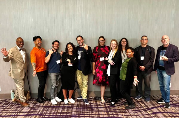 Some of the many attendees (113 people in all) from California at the 2026 Biennial Conference. On the far left is Cecil Adderley, NAfME President. Fifth from the left is Chad Zullinger, CMEA Past President. Fifth from the right is Jenny Gee, CMEA Vice President.