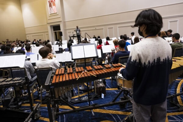 student concert band rehearsal