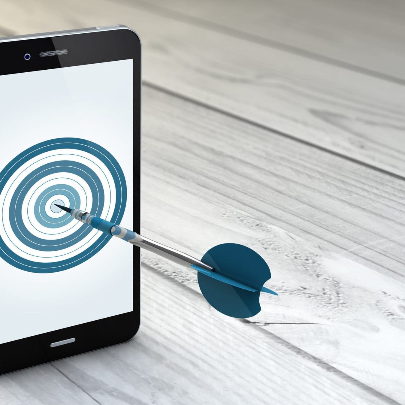 Smartphone with dartboard graphic